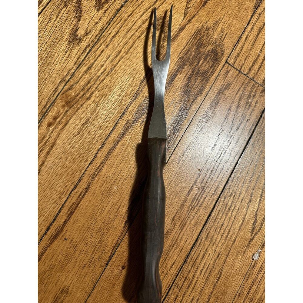Cutco 1026 USA Turning Meat Fork 5" Blade Brown + Red/Orange Swirl Handle - Picture 4 of 4